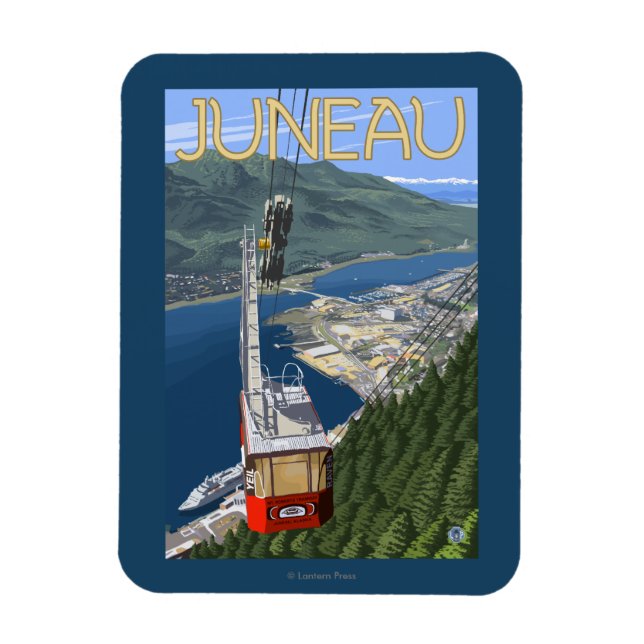 Tram over Juneau, Alaska Vintage Travel Poster Magnet (Vertical)