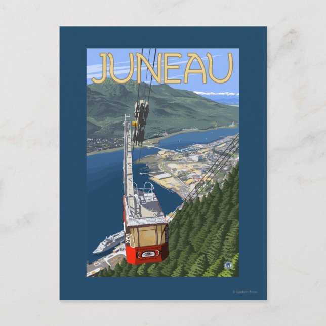 Tram over Juneau, Alaska Vintage Travel Poster Postcard (Front)