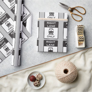 Tram Right Lane Only Wrapping Paper