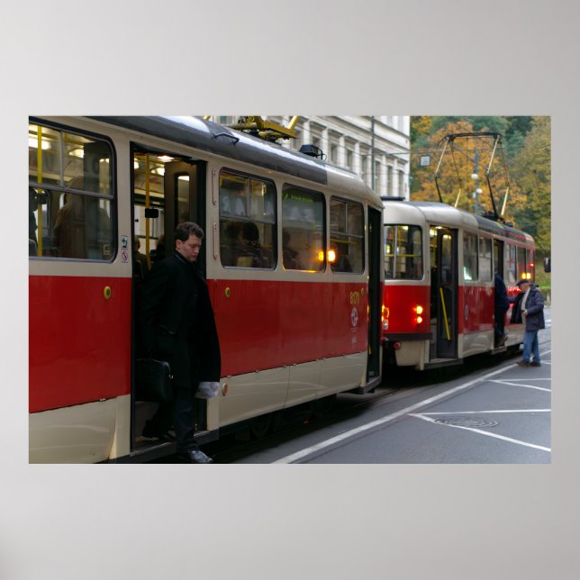 Tram Stop On Autumn Day Poster (Front)