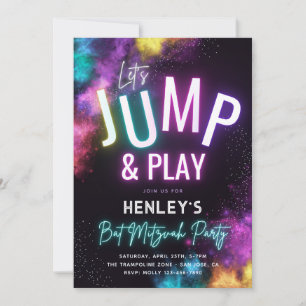 Trampoline Bat Mitzvah Party Invitation