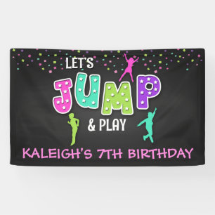 Trampoline Birthday Banner - Girl