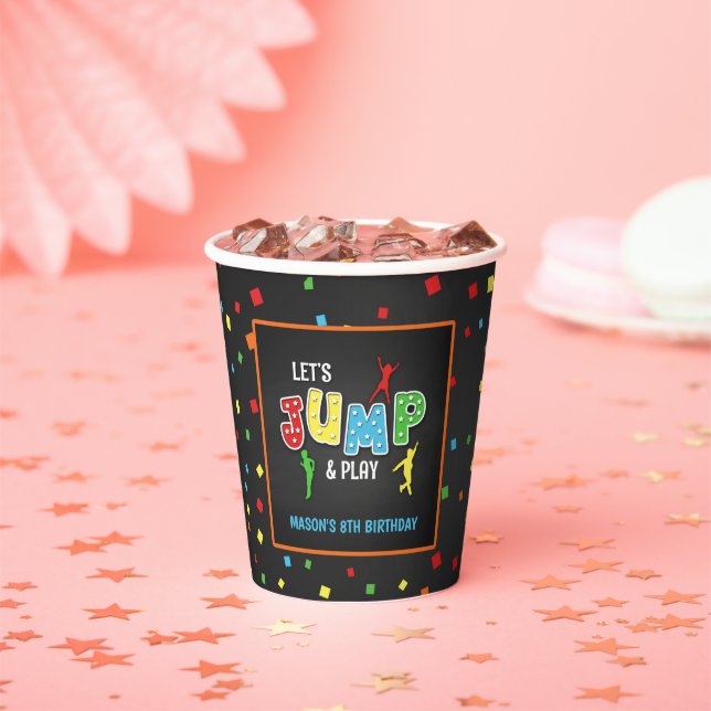 Trampoline Birthday Paper Cup - Boy (Insitu)