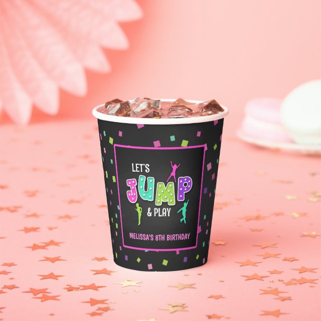 Trampoline Birthday Paper Cup - Girl (Insitu)