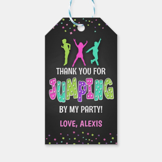 Trampoline Birthday Party Favour Tag - Girl (Front)