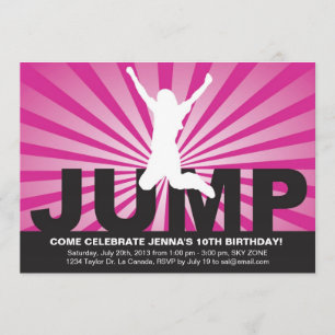 Trampoline Birthday Party Invitation for a Girl