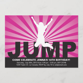 Trampoline Birthday Party Invitation for a Girl