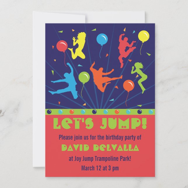 Trampoline Birthday Party Invitations Boys & Girls (Front)