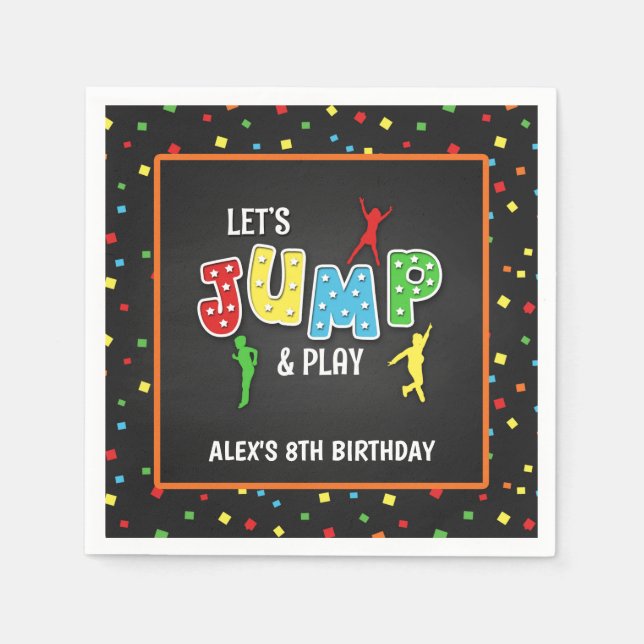 Trampoline Birthday Party Napkin - Boy (Front)