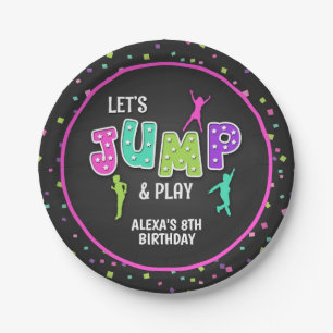 Trampoline Birthday Party Plate - Girl
