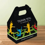 Trampoline Birthday Thank You Favour Box<br><div class="desc">Kids birthday thank you party favour boxes featuring a plain black backdrop,  trampoline courts,  kids jumping and flying through the air,  and a thank you template that is easy to customise.</div>