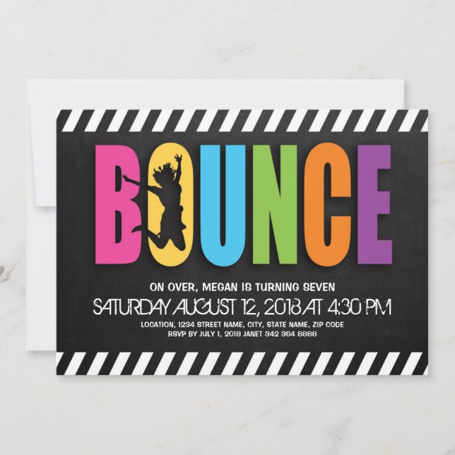 Trampoline Court Kids Birthday Party Invitation (Front)