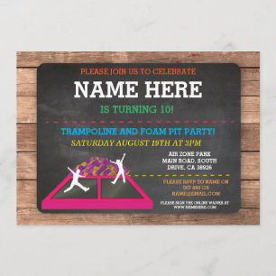 Trampoline Foam Pit Jump Party Birthday Fun Invite