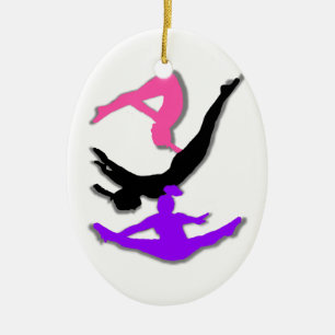 Trampoline gymnast ceramic tree decoration