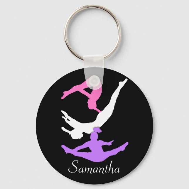 Trampoline gymnast personalised keychain (Front)