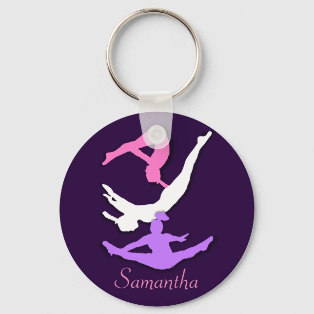 Trampoline gymnast personalised keychain (Front)