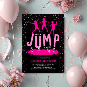 Trampoline Kids Pink Birthday Party Invitation