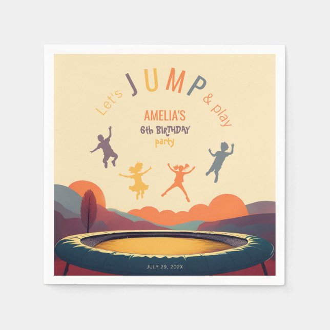 Trampoline Let's Jump and Play Kids Birthday Party Napkin (Front)
