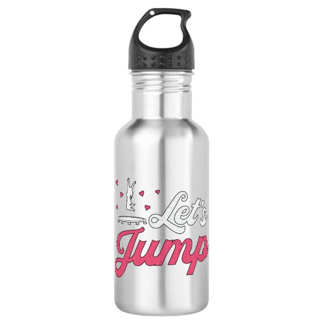 Trampoline Let's Jump Gymnast Funny Trampolining 710 Ml Water Bottle (Front)