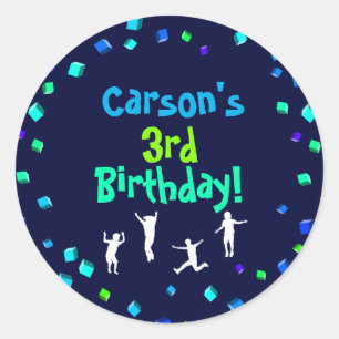 Trampoline or Bounce Party Cupcake Topper Classic Round Sticker