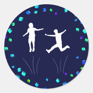 Trampoline or Bounce Party Cupcake Topper Classic Round Sticker