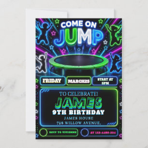 Trampoline Park Birthday Invitation