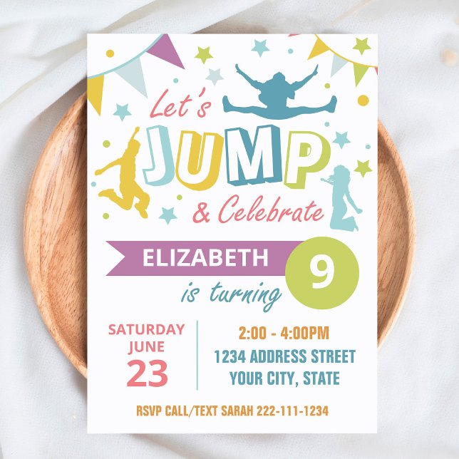 Trampoline park birthday invitation white (Creator Uploaded)