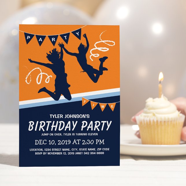 Trampoline Park Boys Kids Birthday Party Invitation (Creator Uploaded)