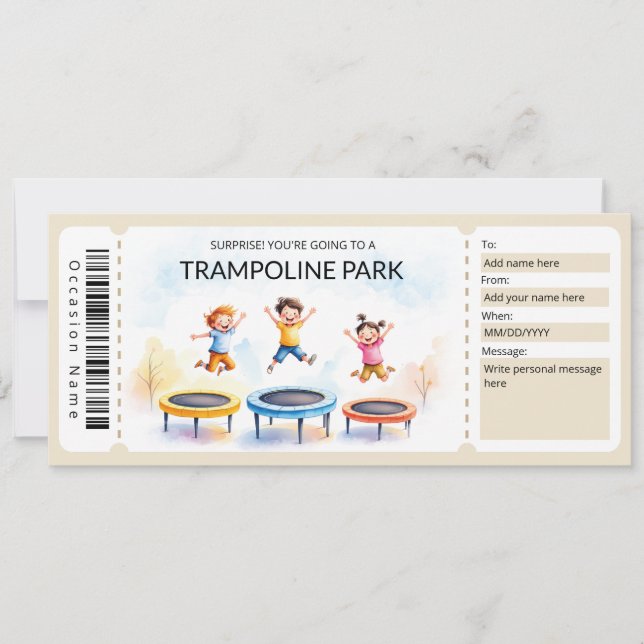 Trampoline Park Gift Certificate Template (Front)