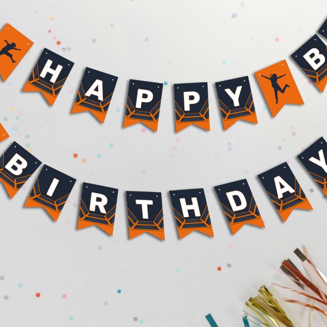 Trampoline Park Let's Jump Orange Birthday Party Bunting (Trampoline Park Let's Jump Orange Birthday Party Bunting Flags
)