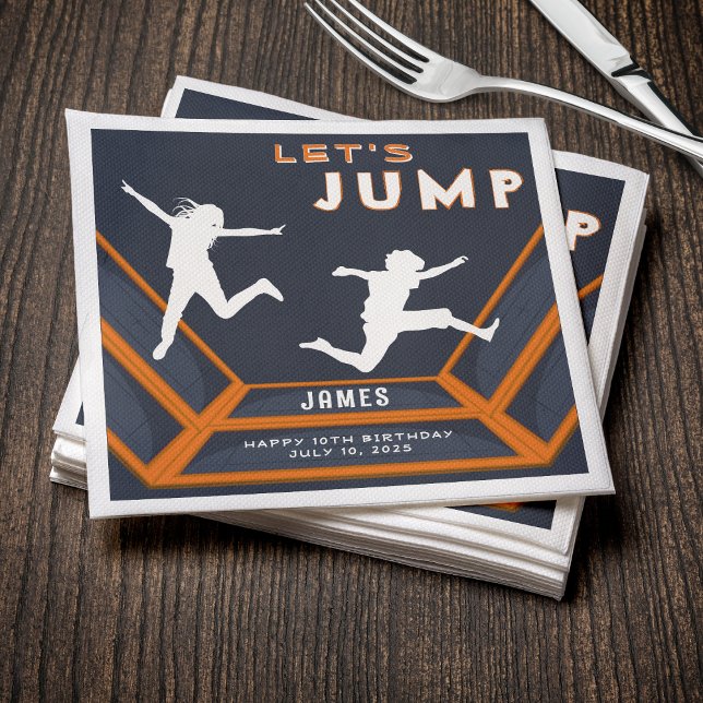 Trampoline Park Let's Jump Orange Birthday Party Napkin (Trampoline Park Let's Jump Orange Birthday Party Napkins
)