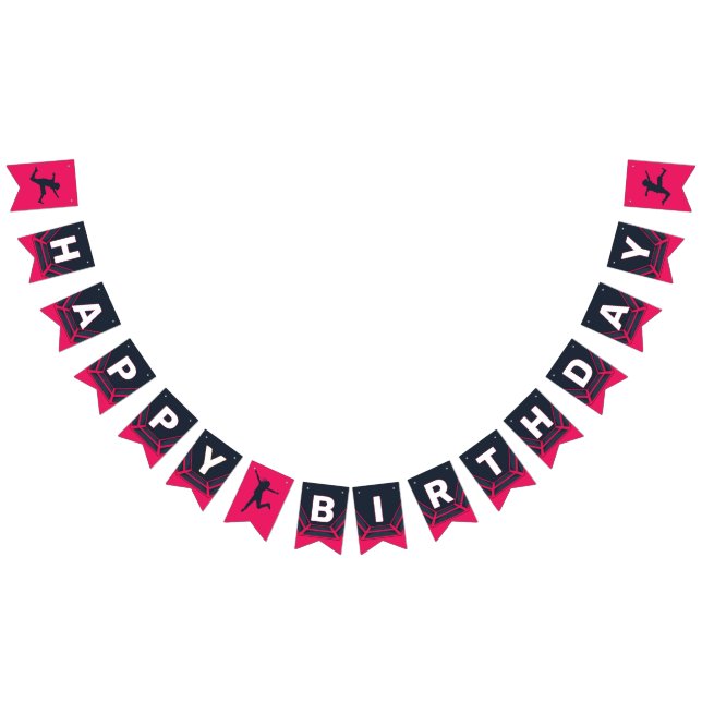 Trampoline Park Let's Jump Red Birthday Party Bunting (All)