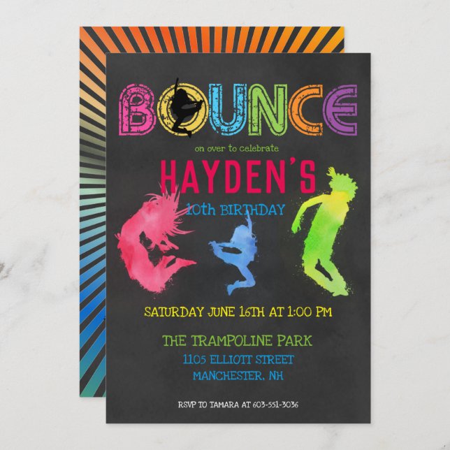 Trampoline Park Party Invitation (Front/Back)