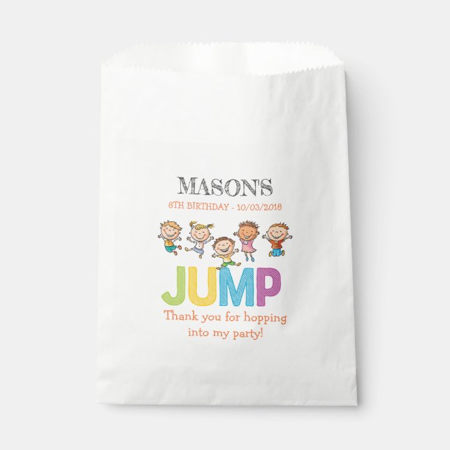 Trampoline Party Birthday Favour Bag (Front)