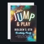 Trampoline Party Invitation | Jump Party<br><div class="desc">Neon Jump Birthday Party Invitation.
Ready to be personalised by you!</div>