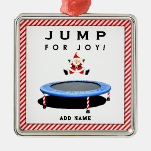 Trampolining Santa Christmas Metal Ornament