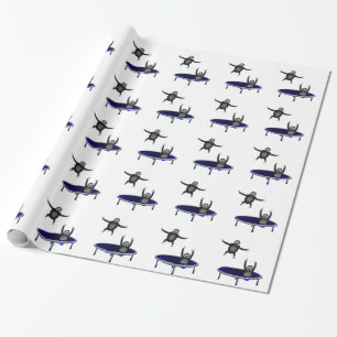 trampolining sloths wrapping paper