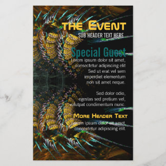 Trance Fractal Gold Feathers Party Flyers
