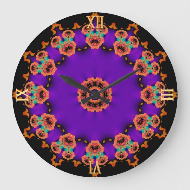 Trance Time : Purple Orange Psychedelic Wall Clock (Front)