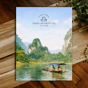 Tràng An Grottoes, Vietnam, Ninh Binh Watercolor Postcard