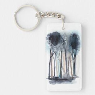 Tranquil Abstract Trees Key Ring