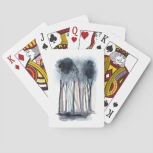 Tranquil Abstract Trees Playing Cards