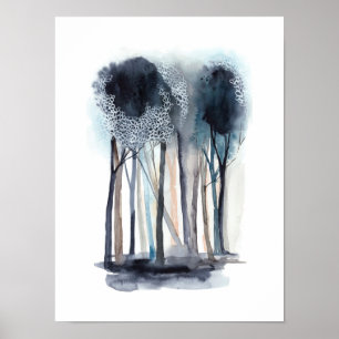 Tranquil Abstract Trees Poster