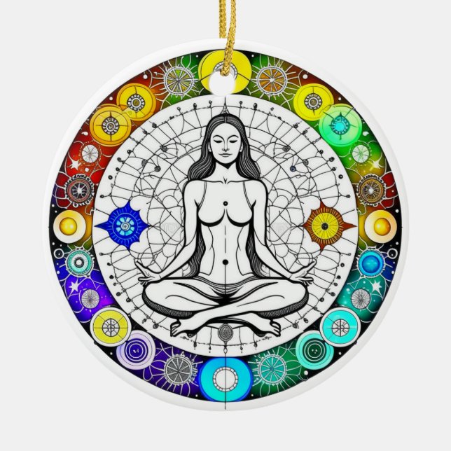 Tranquil and Serene Peaceful Meditation Ceramic Ornament (Front)