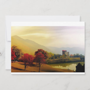 Tranquil Autumn Landscape with Serene Lake Invitation
