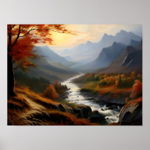 Tranquil Autumn Mountain Stream Poster