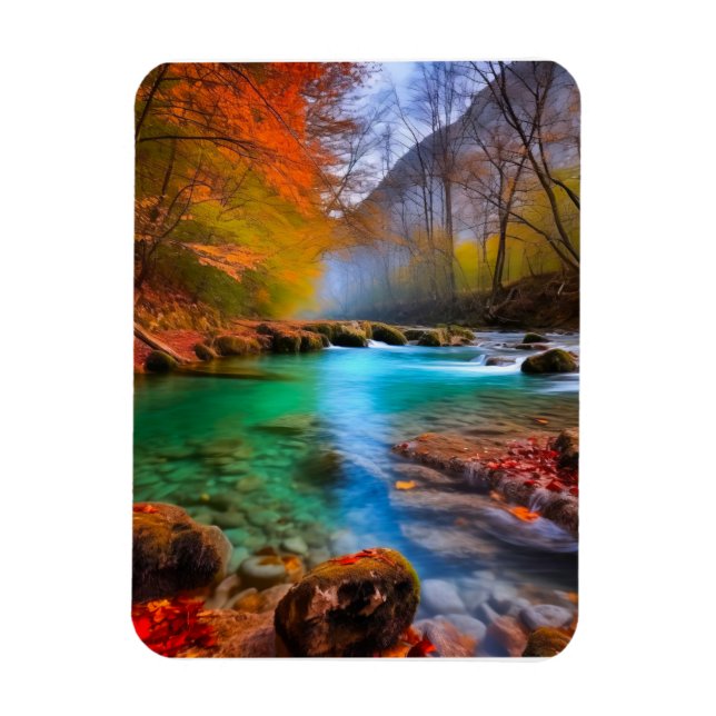 Tranquil Autumn River Landscape  Magnet (Vertical)