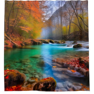 Tranquil Autumn River Landscape  Shower Curtain