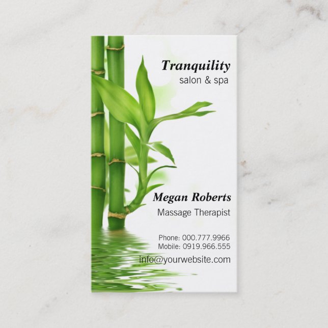 Tranquil Bamboos Spa Skin Care Massage Salon Appointment Card (Front)