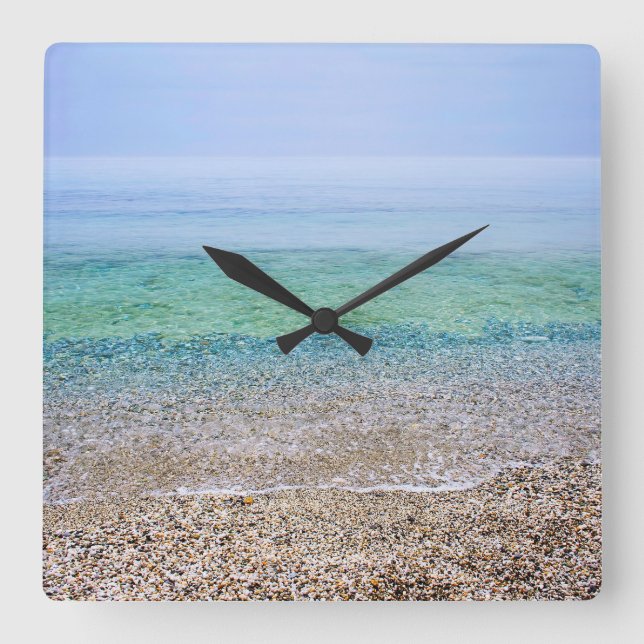 Tranquil Beach Square Wall Clock (Front)